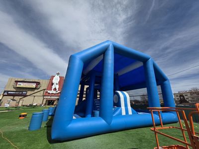 MASSIVE COVERED INFLATABLE WATERPARK, SLIDES + PLAY STRUCTURE