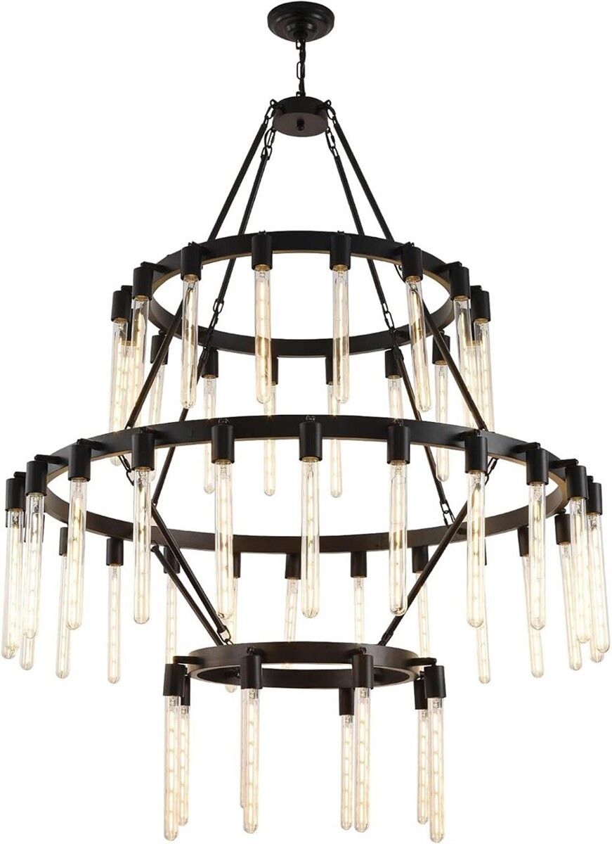 Chandelier Black Wagon Wheel