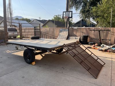 Snowmobile ATV Utility Trailer with Loading Ramp and Diamond Plate Deck