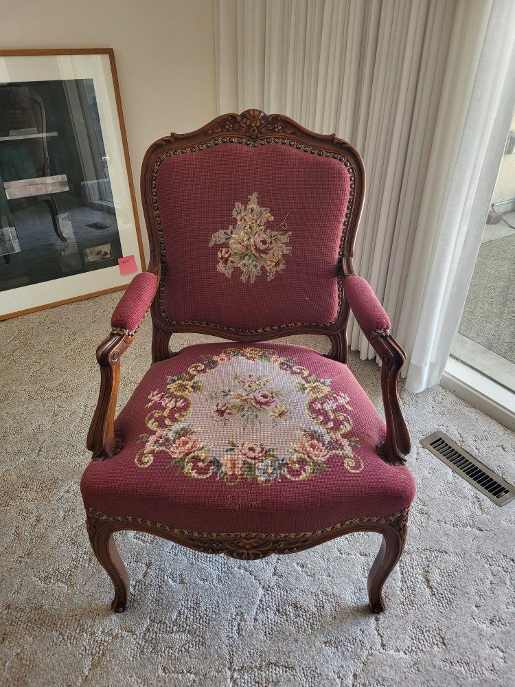 antique needlepoint arm chair