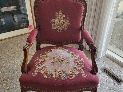 antique needlepoint arm chair