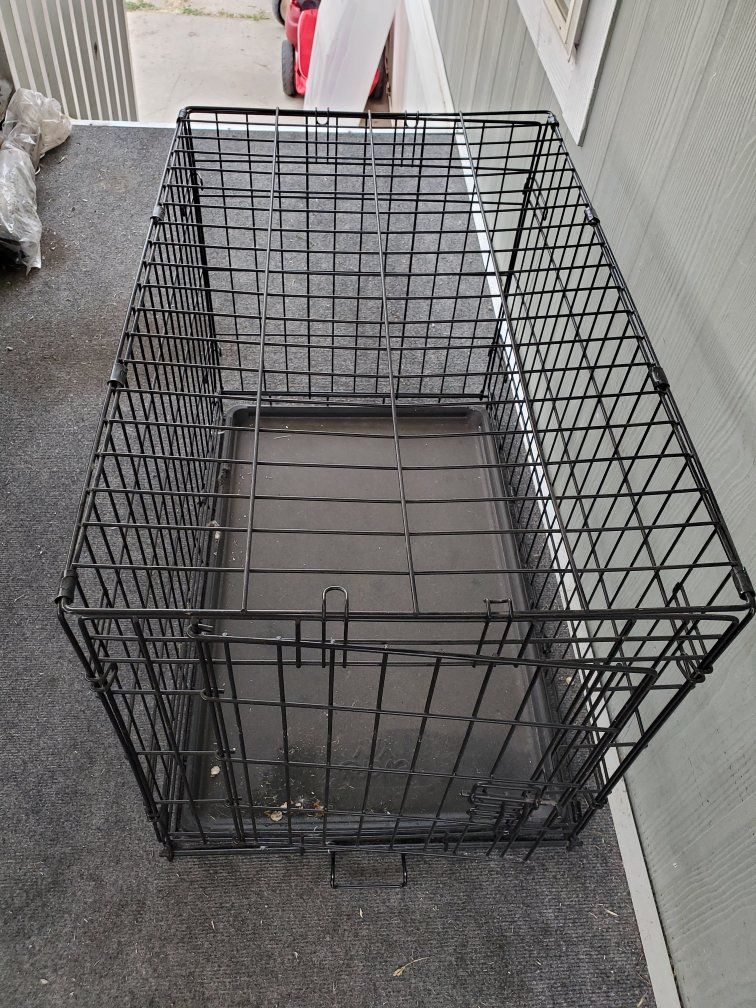 Black Wire Pet Crate - 30"L x 19"W x 21"H, Portable Folding Dog Cage w/ Tray