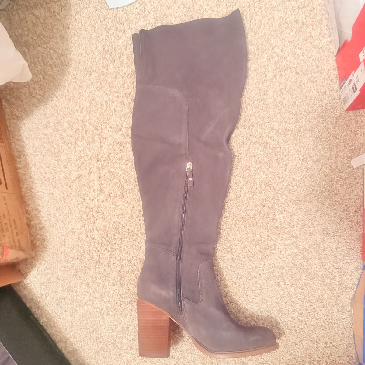 Kelsi Dagger Brooklyn LOGANOSWC Graphite Suede Wide Calf Tall Shaft Boots Size 8.5