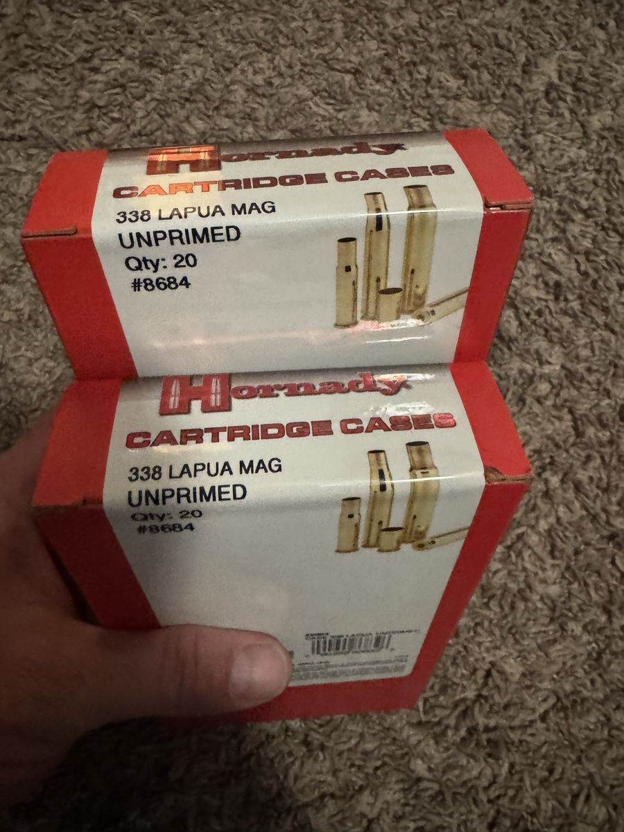 Hornady .338 Lapua Mag Unprimed Brass Cartridge Cases - 2 Boxes (40 pcs total) #8684