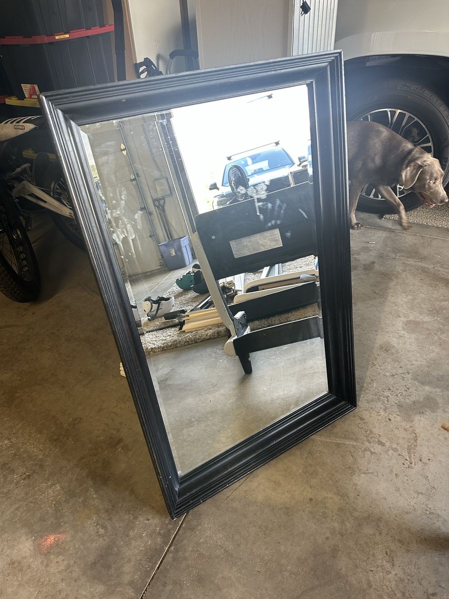Large Black Framed Wall Mirror