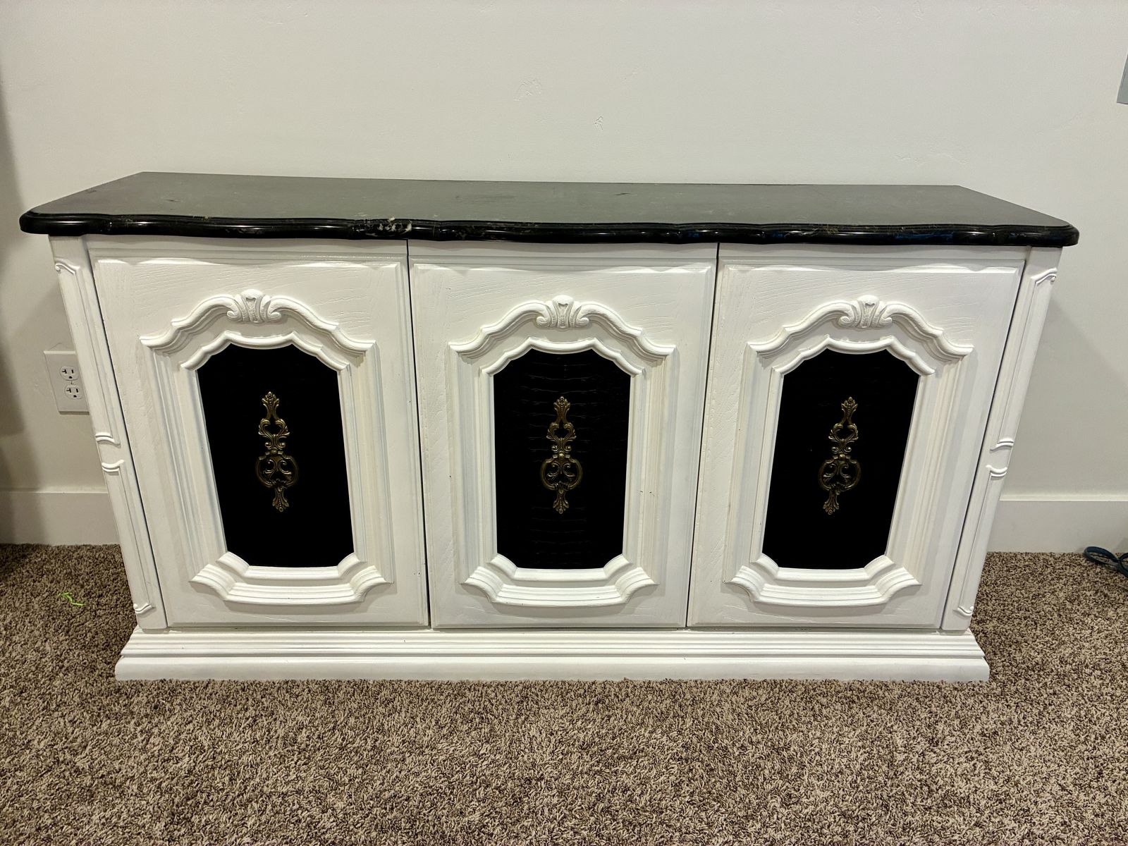 Refinished marble-top credenza