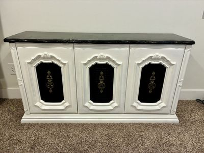 Refinished marble-top credenza
