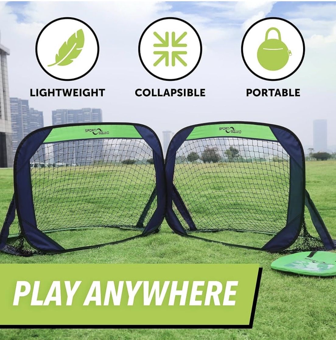 Sport Squad Portable Pop-Up Soccer Goals - Lightweight & Collapsible (Pair)