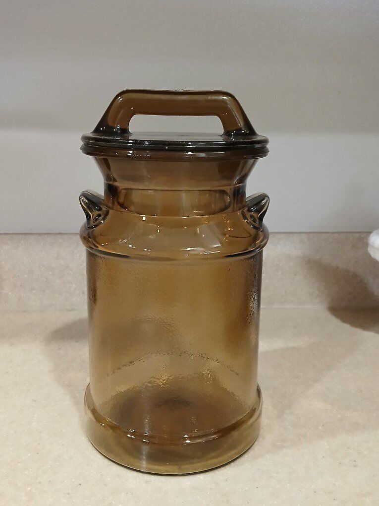 L E Smith glass canister jar