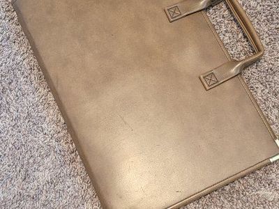 Vintage Brown Leather Portfolio Briefcase with Carry Handles - Document Holder