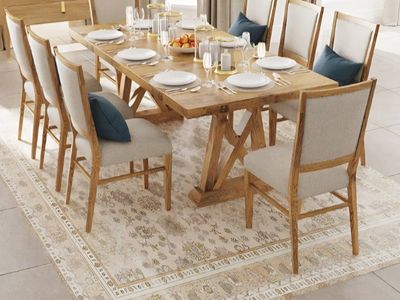 6' x 9' Durable Vinyl Rugs for Living Room, Vintage Floral Pattern for Dining Room, Bedroom, Home Office, Bobo Yellow Non-Slip L