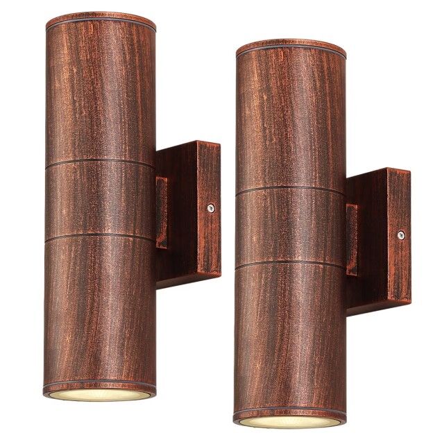 2 PK Cylinder Outdoor Wall Light, Integrated LED Wall Sconce, 12W 2700K Aluminum Exterior Light