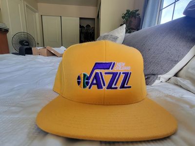 Mitchell & Ness New Orleans Jazz Fitted Hat Cap - Size 7 1/2 Yellow/Purple/Green