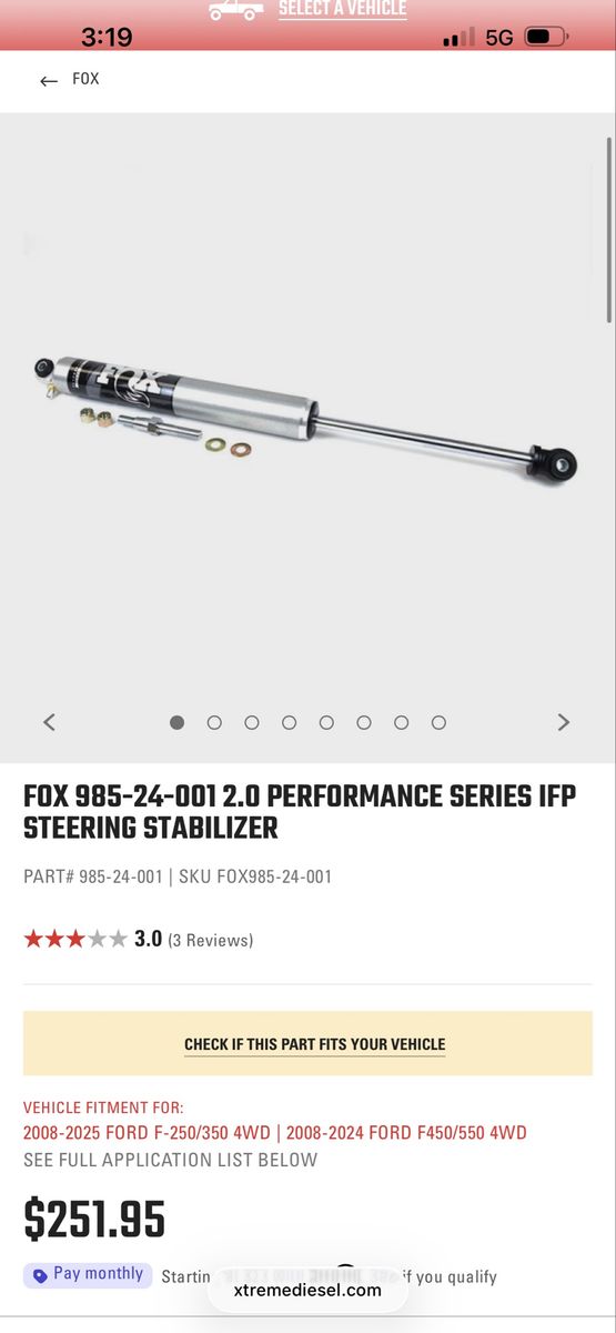 2015 f250 fox steering stabilizer new