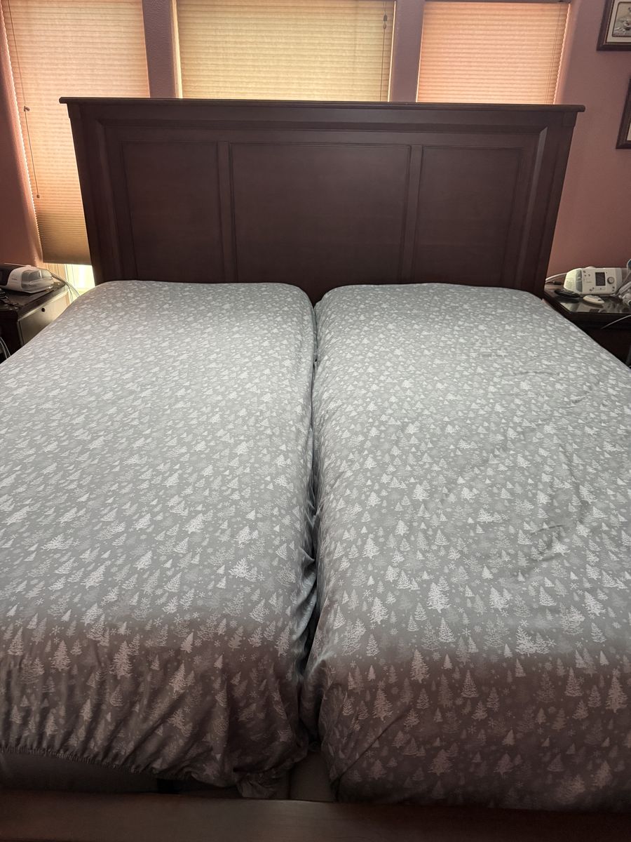 Split King Mattresses Boxspring and Adjustable Base with Vibration Includes Head and Footboard