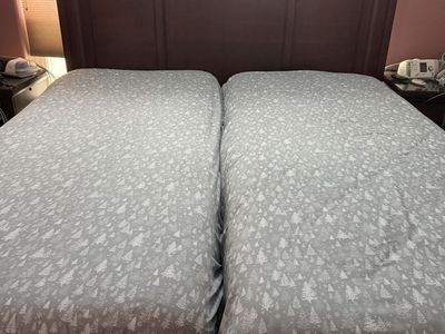 Split King Mattresses Boxspring and Adjustable Base with Vibration Includes Head and Footboard