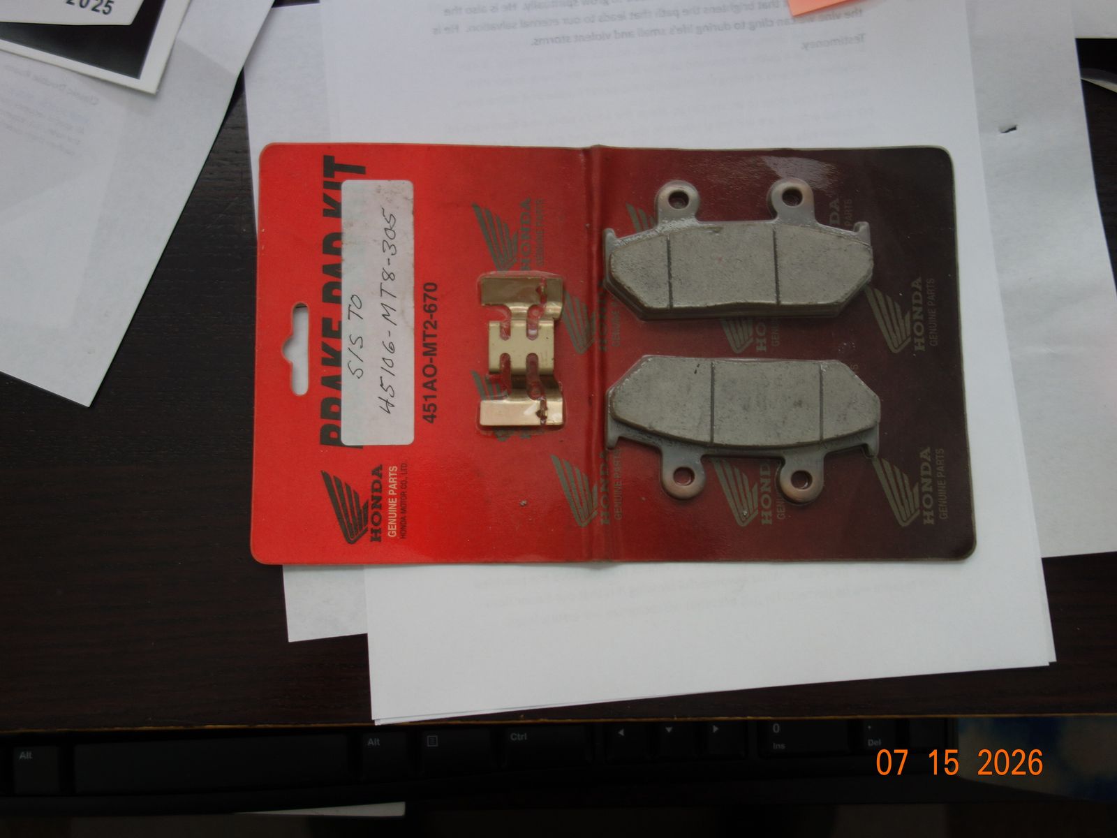 Honda Motorcycle Brake pads