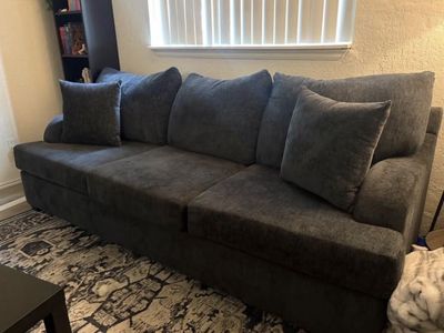 Living Spaces Bonaterra II 99" Oversized Black Fabric Sofa Couch