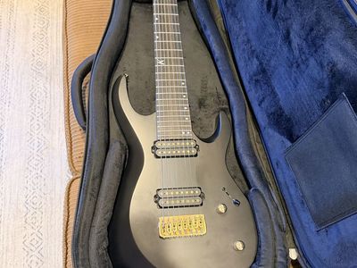 Kiesel Aries Series 8 String Electric Guitar - Matte Black with Gold Hardware (A7H)