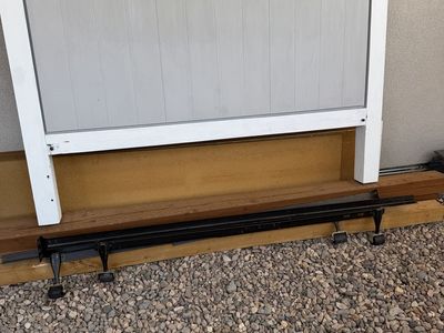 Queen headboard, rails, risers (needed)