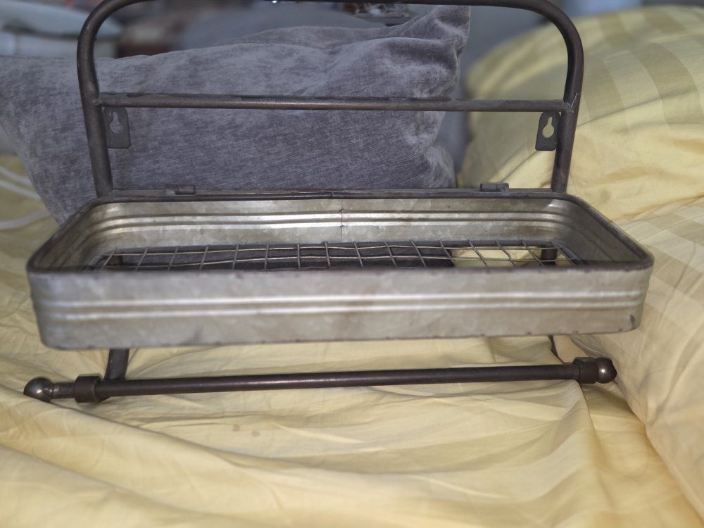 Industrial Metal Wire Basket Wall Shelf with Towel Bar