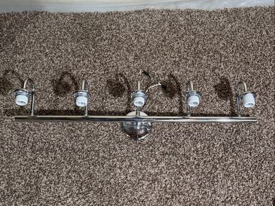 Chrome 5-Light Vanity Strip Light Fixture - Modern Design, No Bulbs - 36” wide