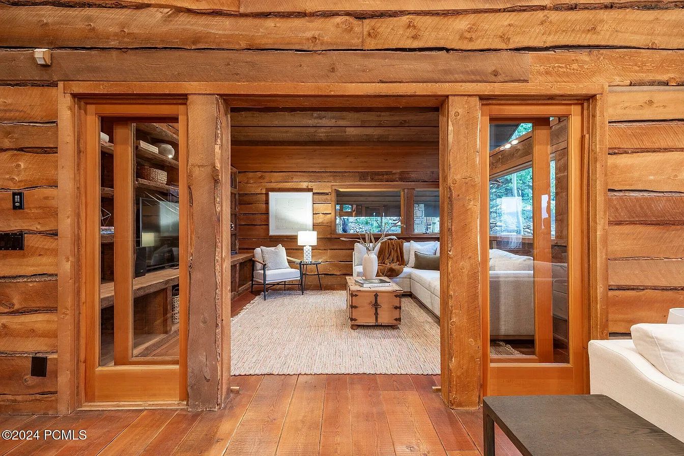 Custom Wood French Doors with Glass Panels - Rustic Cabin Style, 4-Piece Set