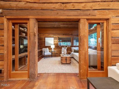 Custom Wood French Doors with Glass Panels - Rustic Cabin Style, 4-Piece Set