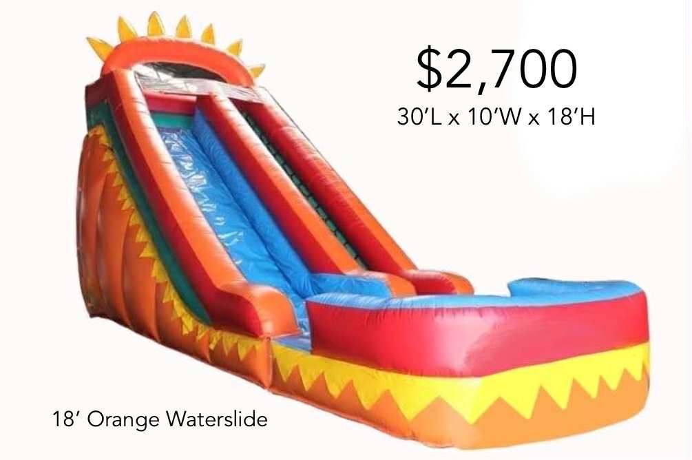 NEW 18’ Orange Waterslide Commercial Inflatable Waterslide