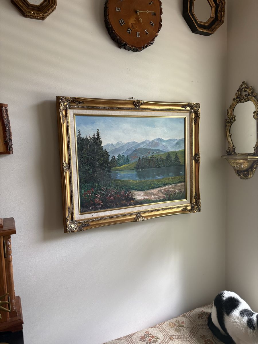 Vintage European-Style Framed Oil Painting, Signed