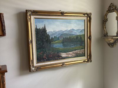 Vintage European-Style Framed Oil Painting, Signed