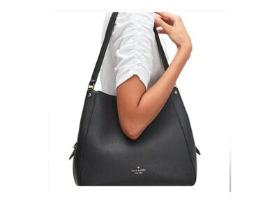 Kate Spade Leila Medium Triple Compartment Shoulder Bag Pebbled Black Like New