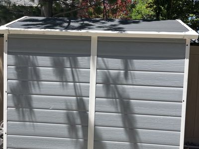 Meter Manor Large 4x6 ft Resin Outdoor Backyard Garden Storage Shed.