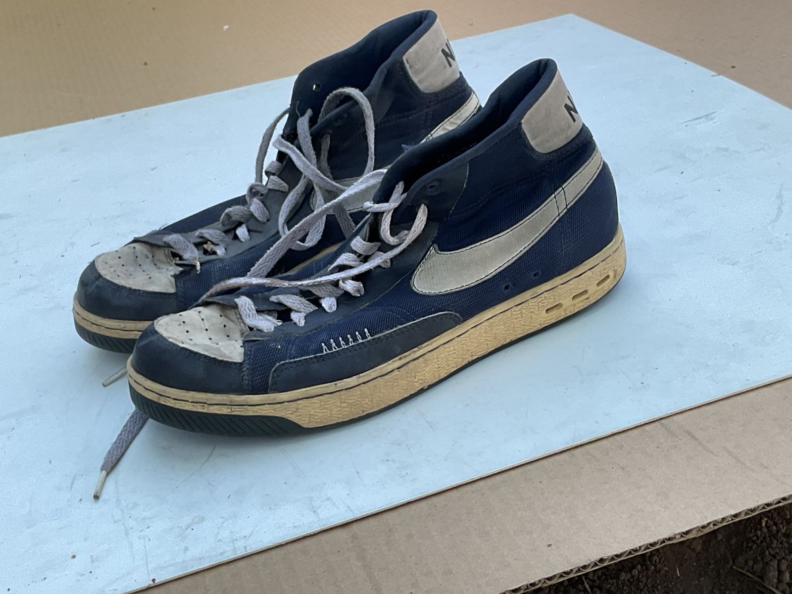 blue and white hightops