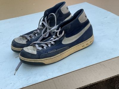 blue and white hightops