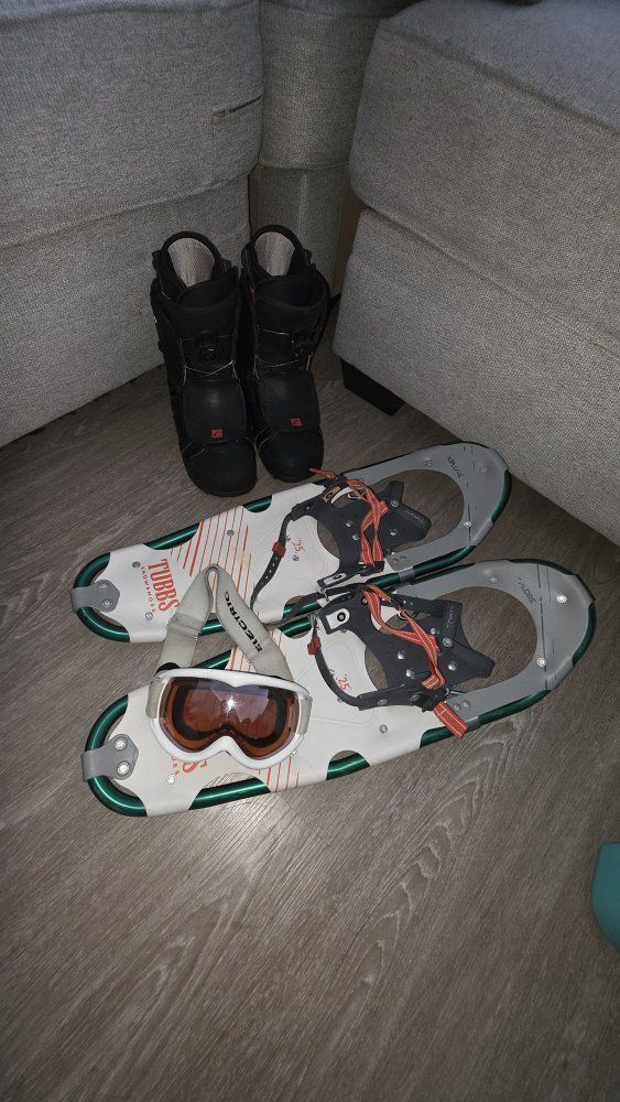 Winter Gear Combo: Tubbs 25" Snowshoes + Head BOA Boots (Size 6.5) + Electric Goggles