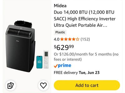 Midea Duo 12,000 BTU Smart Inverter Portable Air Conditioner with Heat Pump (Up to 550 Sq Ft)