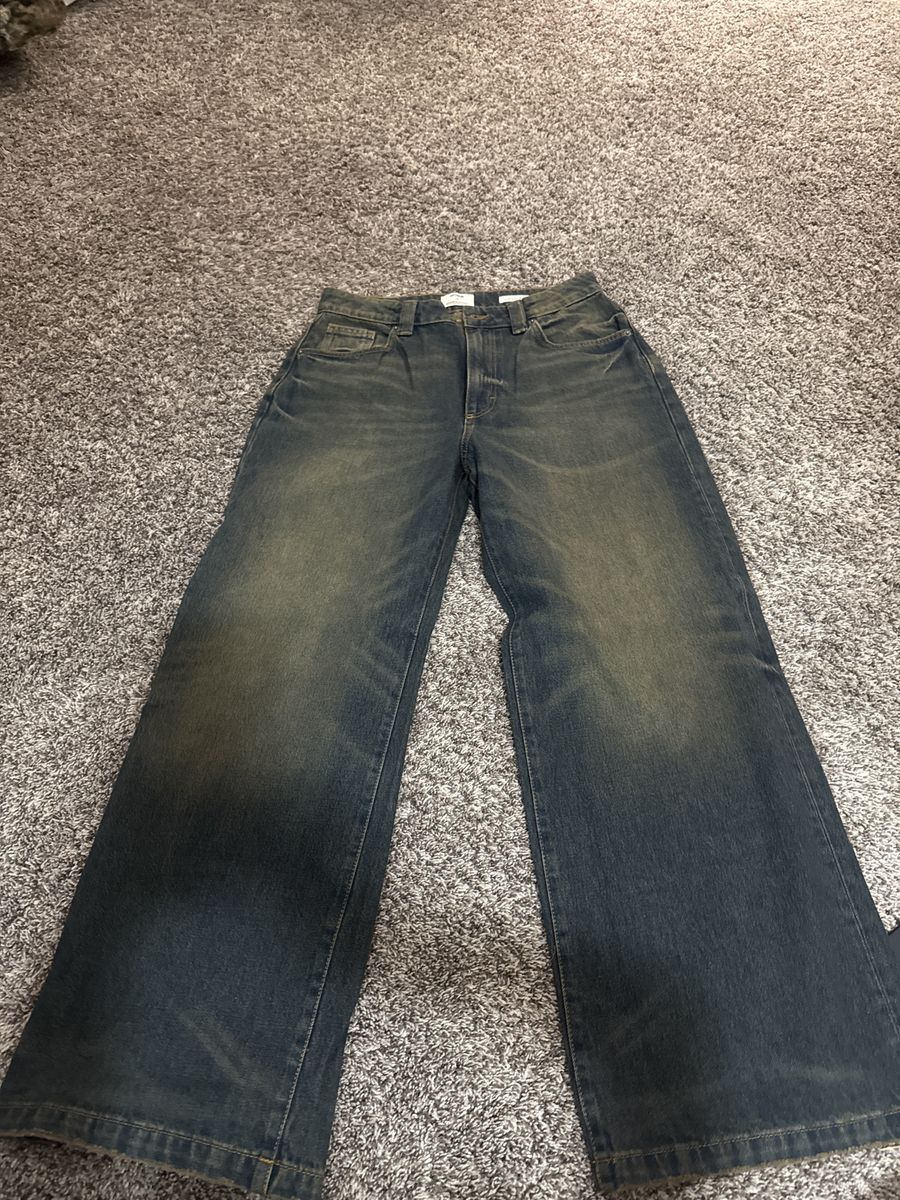 Cotton on Women's Dark Wash Wide Leg Jeans - Size 28 - Faded Denim Style
