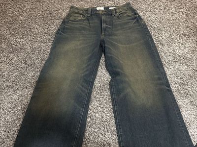 Cotton on Women's Dark Wash Wide Leg Jeans - Size 28 - Faded Denim Style