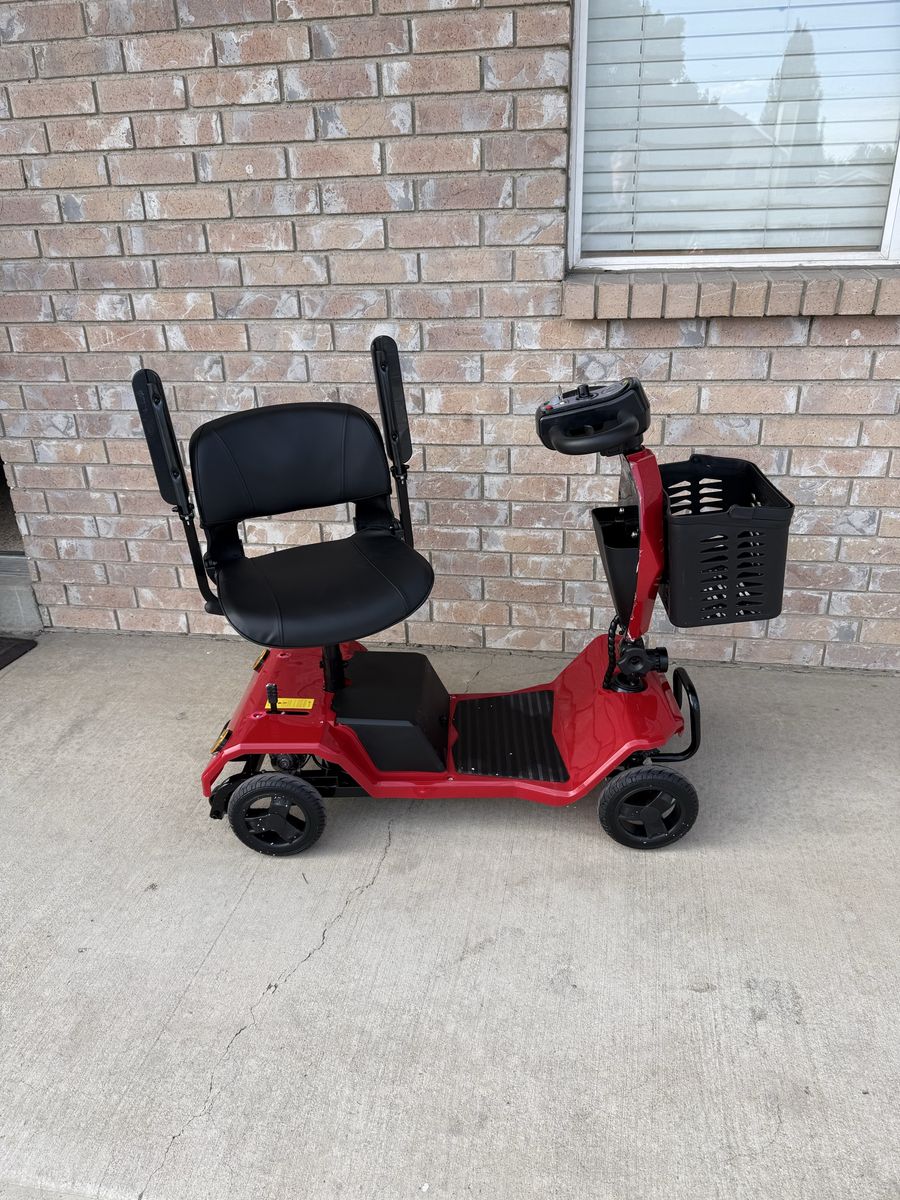 New Red Mobility Scooter with Front Basket