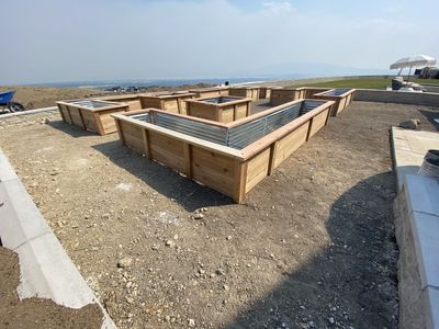 Custom L-Shaped Cedar Raised Garden Beds