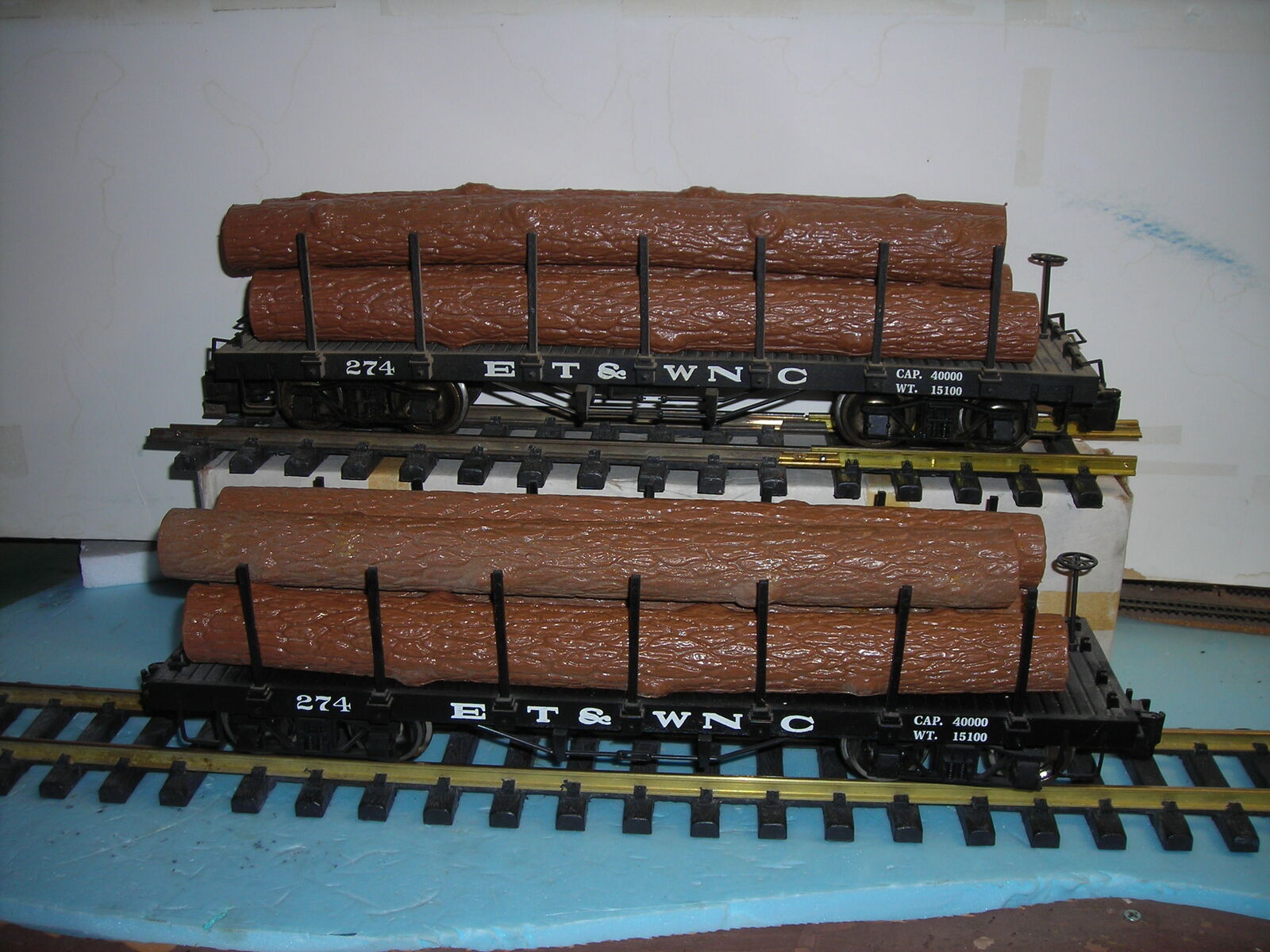 Train cars - G scale 2 log cars