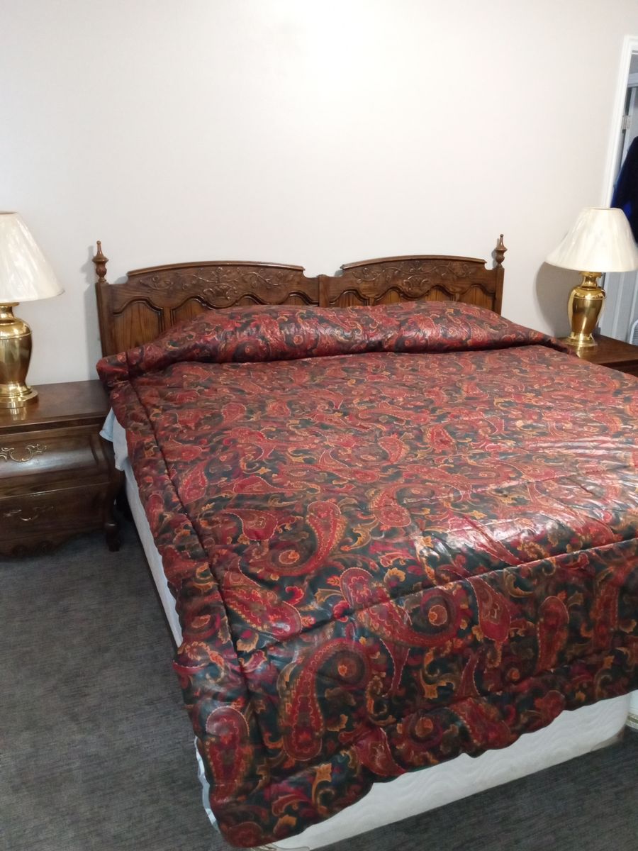 Baker Furniture Solid Wood French Provincial King Bedroom Set - Headboard, Dresser & Nightstands