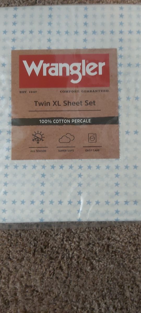 Wrangler 100% Cotton Twin XL percale sheet set
