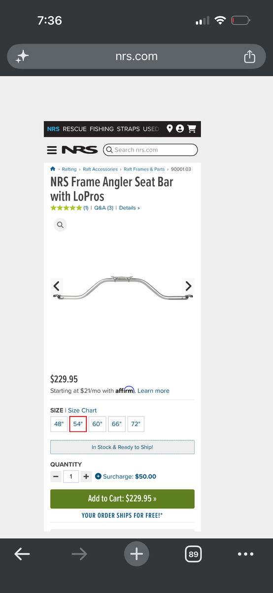 NRS Frame Parts - Fishing and Raft Frame