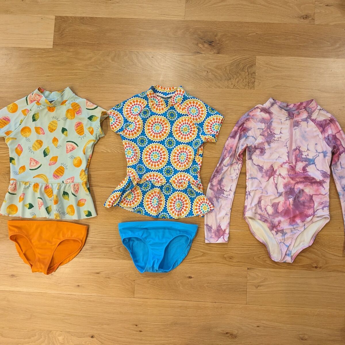 3 Little Girl Swimsuits Rash Guards - size 8