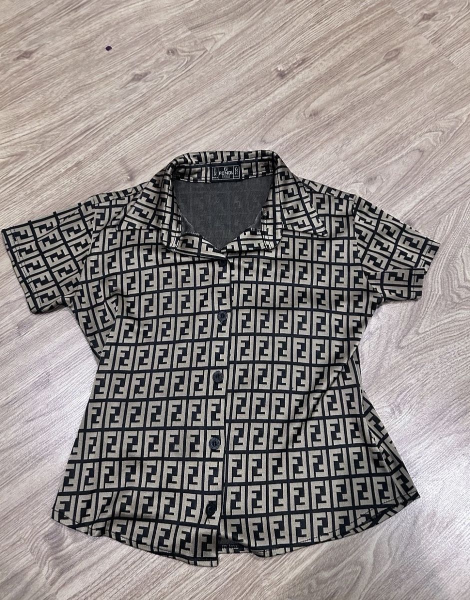 Vintage Fendi Polo Shirt Size small Black Brown