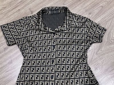 Vintage Fendi Polo Shirt Size small Black Brown