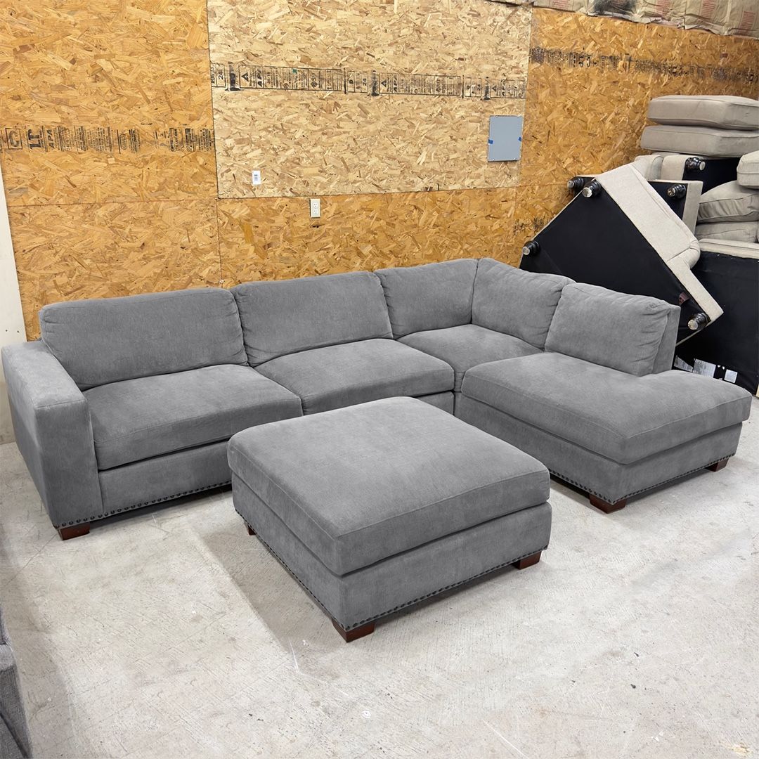 FREE DELIVERY - Costco Gray Sectional Couch & Ottoman