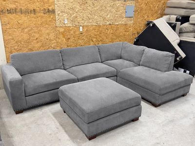 FREE DELIVERY - Costco Gray Sectional Couch & Ottoman